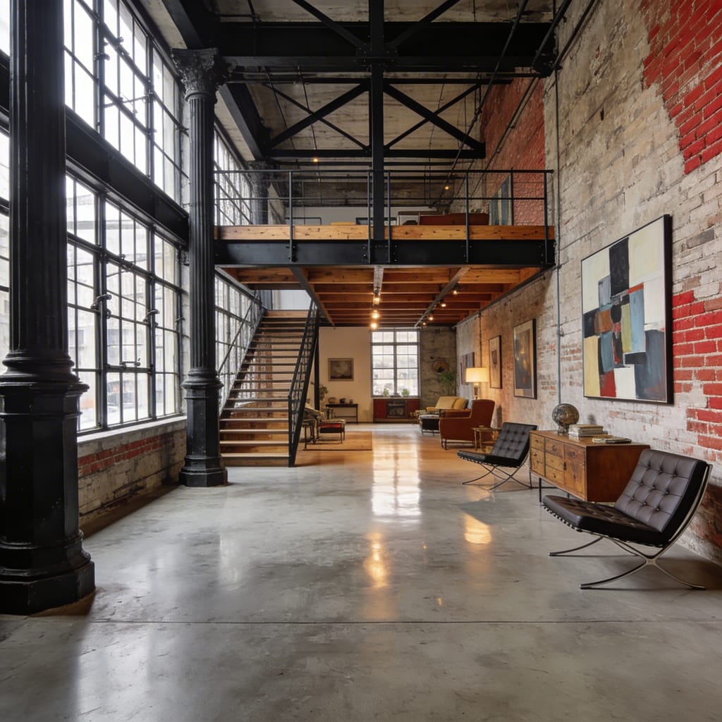 Loft przemysłowy, 6-metrowe sufity